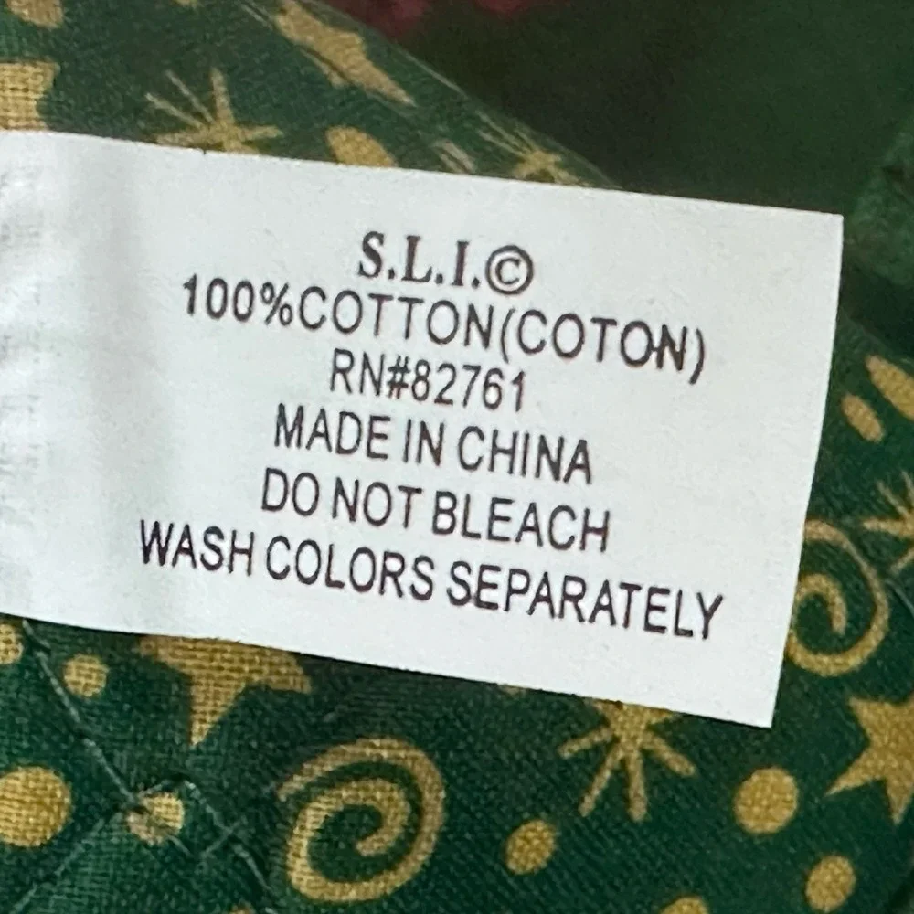 VTG Sultans Linens‎ Cotton Christmas Poinsettias Green Kitchen Towel Oven Mitt